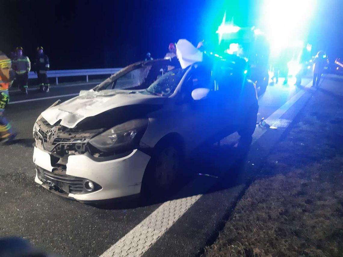 Na zdjęciu wypadek na 477 kilometrze autostrady A4