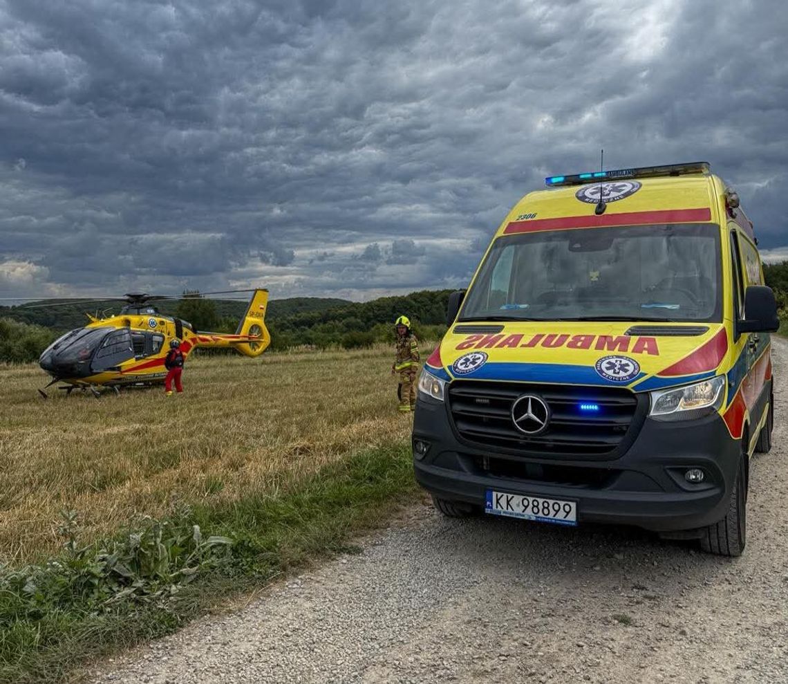 wypadek Dębnik, zdarzenie medyczne Dębnik, LPR Dębnik, Lotnicze Pogotowie Ratunkowe Krzeszowice, OSP Krzeszowice