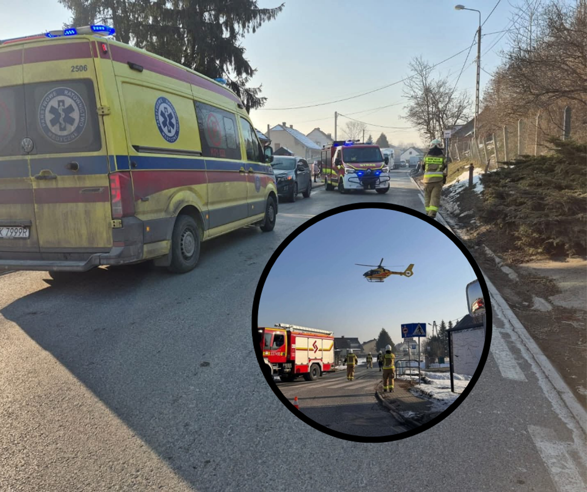 Cholerzyn, powiat krakowski, wypadek, śmigłowiec LPR, lotniczy pogotowie ratunkowe, 10-latka potrącona przez samochód osobowy