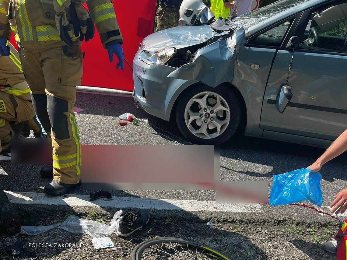 Dramatyczna walka o życie rowerzysty potrąconego w Jurgowie [ZDJĘCIA]