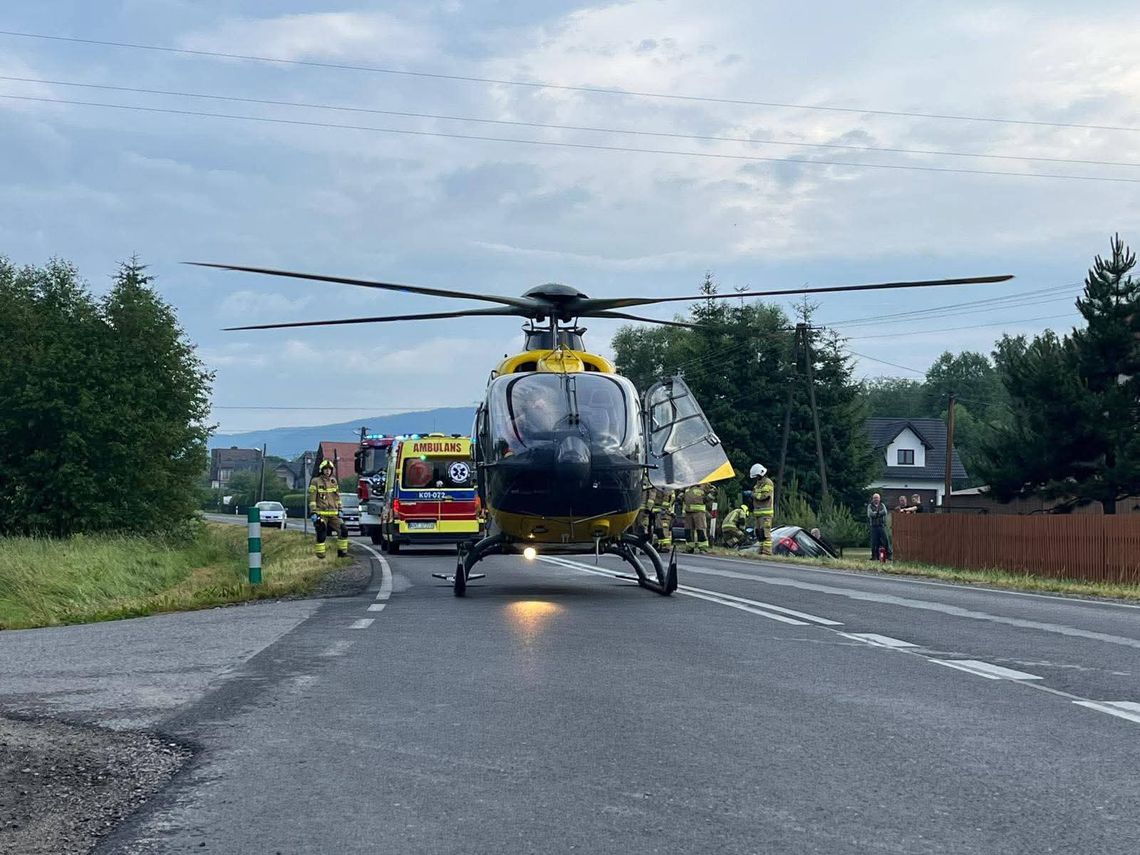 wypadek Zubrzyca Dolna, wypadek DW957, Lotnicze Pogotowie Ratunkowe Zubrzyca Dolna, LPR Ratownik 6, wypadek powiat nowotarski