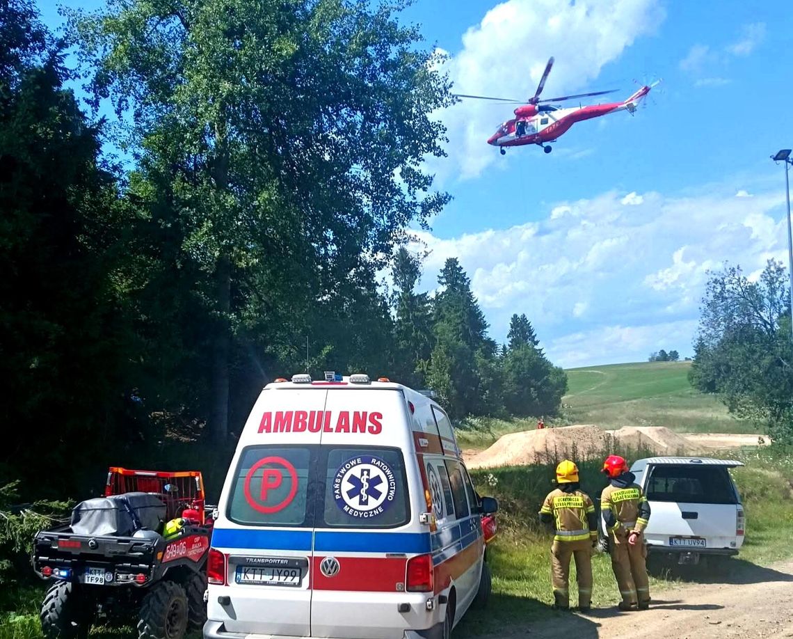 wypadek rowerzysty Białka Tatrzańska, TOPR śmigłowiec, ratownictwo górskie Tatry, Białka Tatrzańska wypadek, bezpieczeństwo rowerowe góry