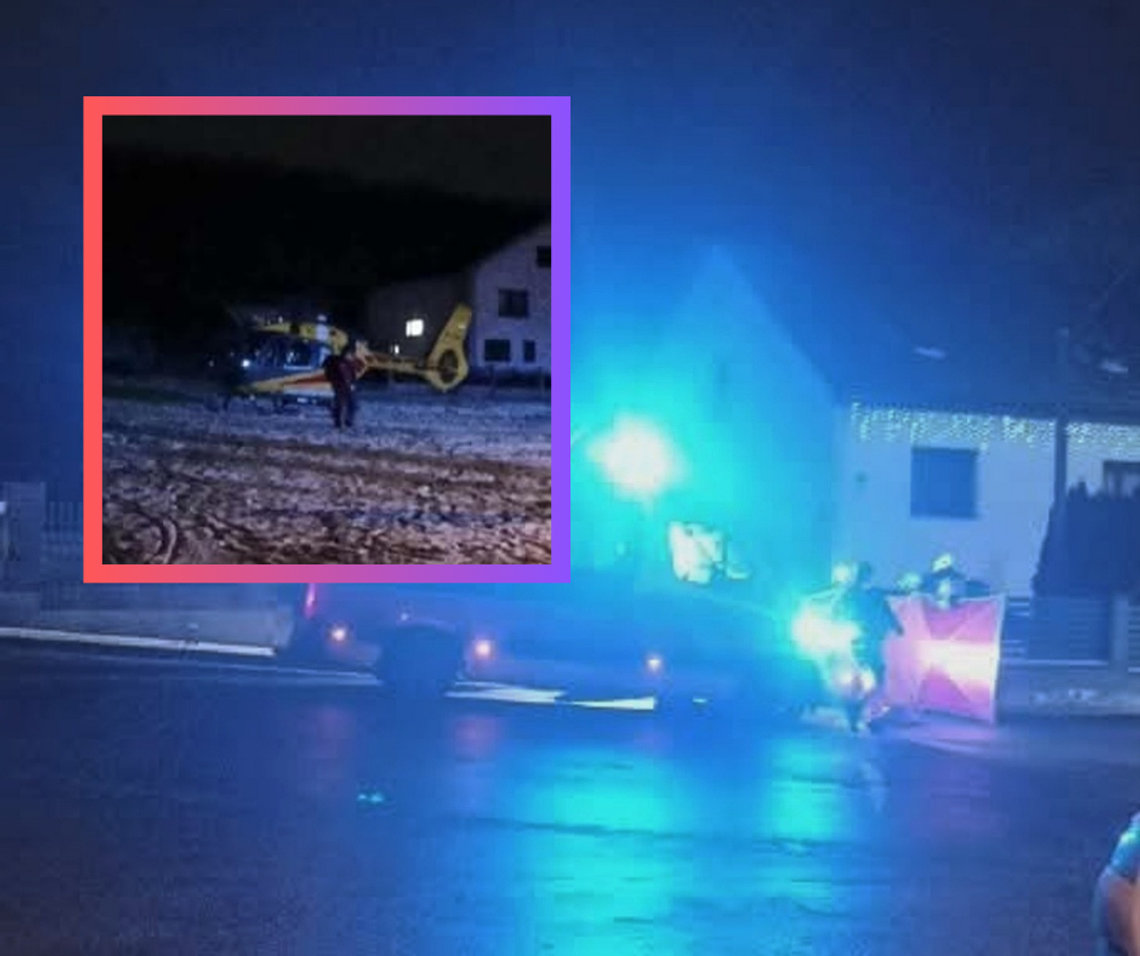 Kamień, powiat krakowski, potrącenie osoby, gmina Czernichów, na sygnale, akcja ratunkowa, śmigłowiec LPR