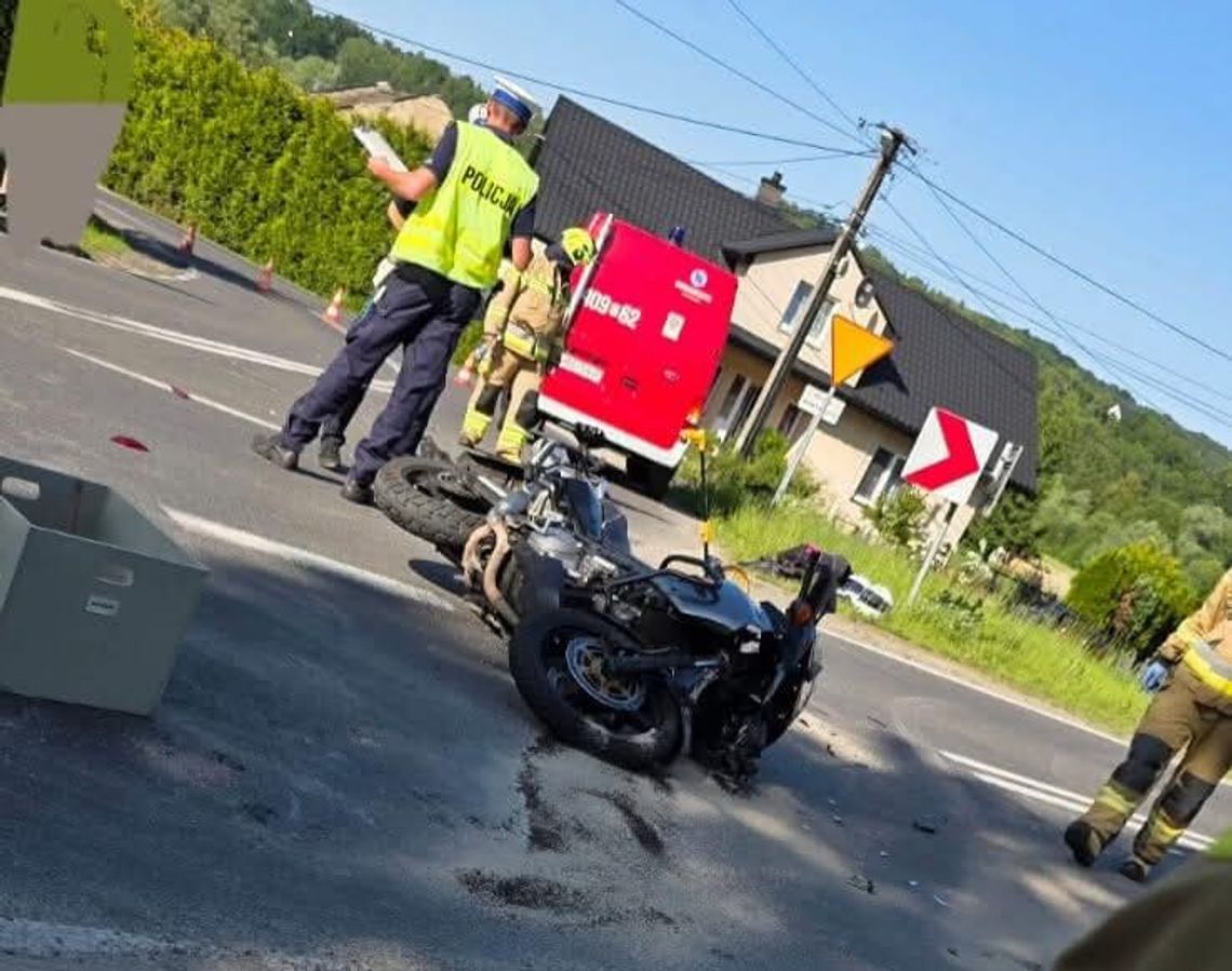 utrudnienia w ruchu, wypadek w Łapanowie, wypadek w Muchówce, wypadek motocyklisty, powiat bocheński