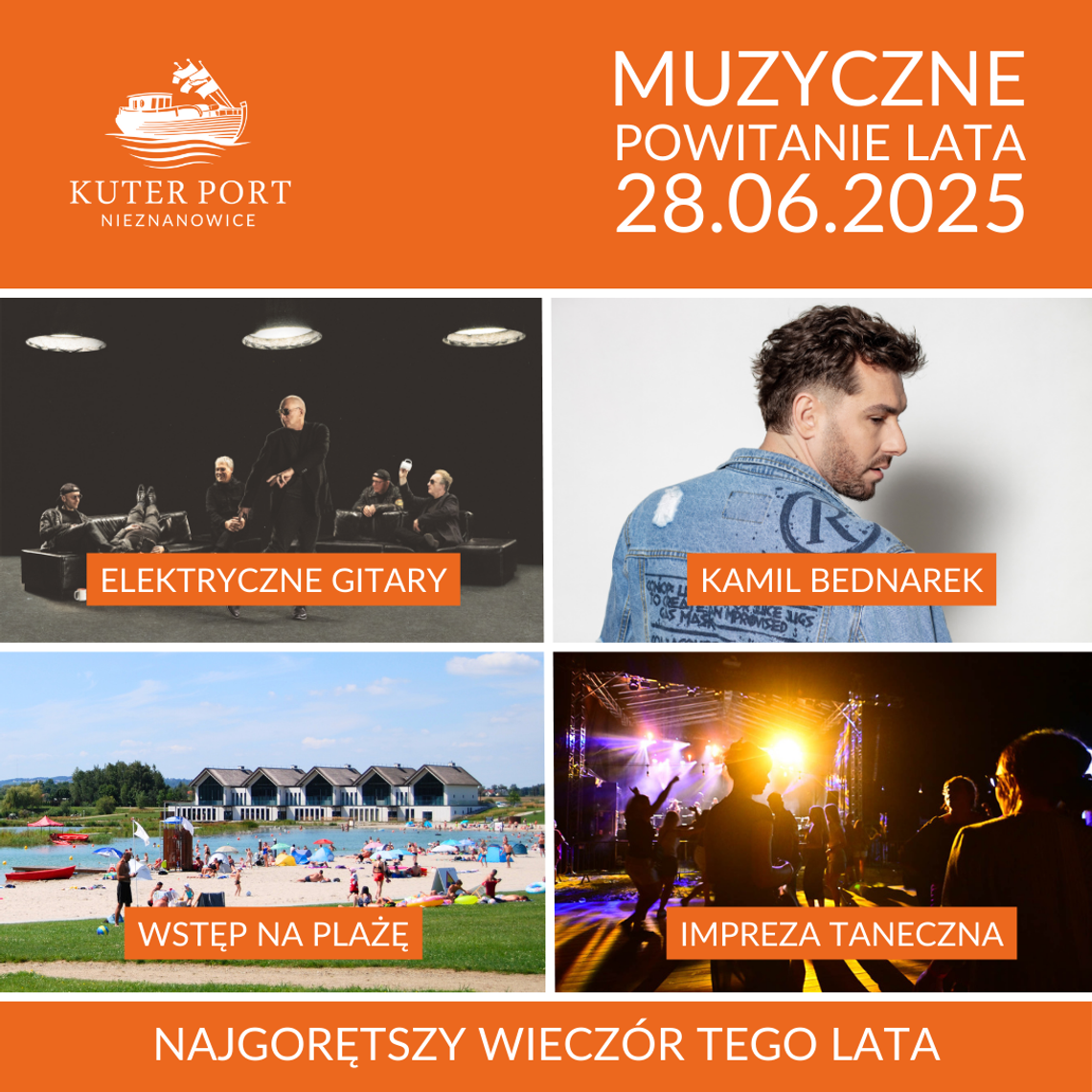 Elektryczne Gitary, Kamil Bednarek, Kuter Port Nieznanowice, muzyczne powitanie lata, koncert