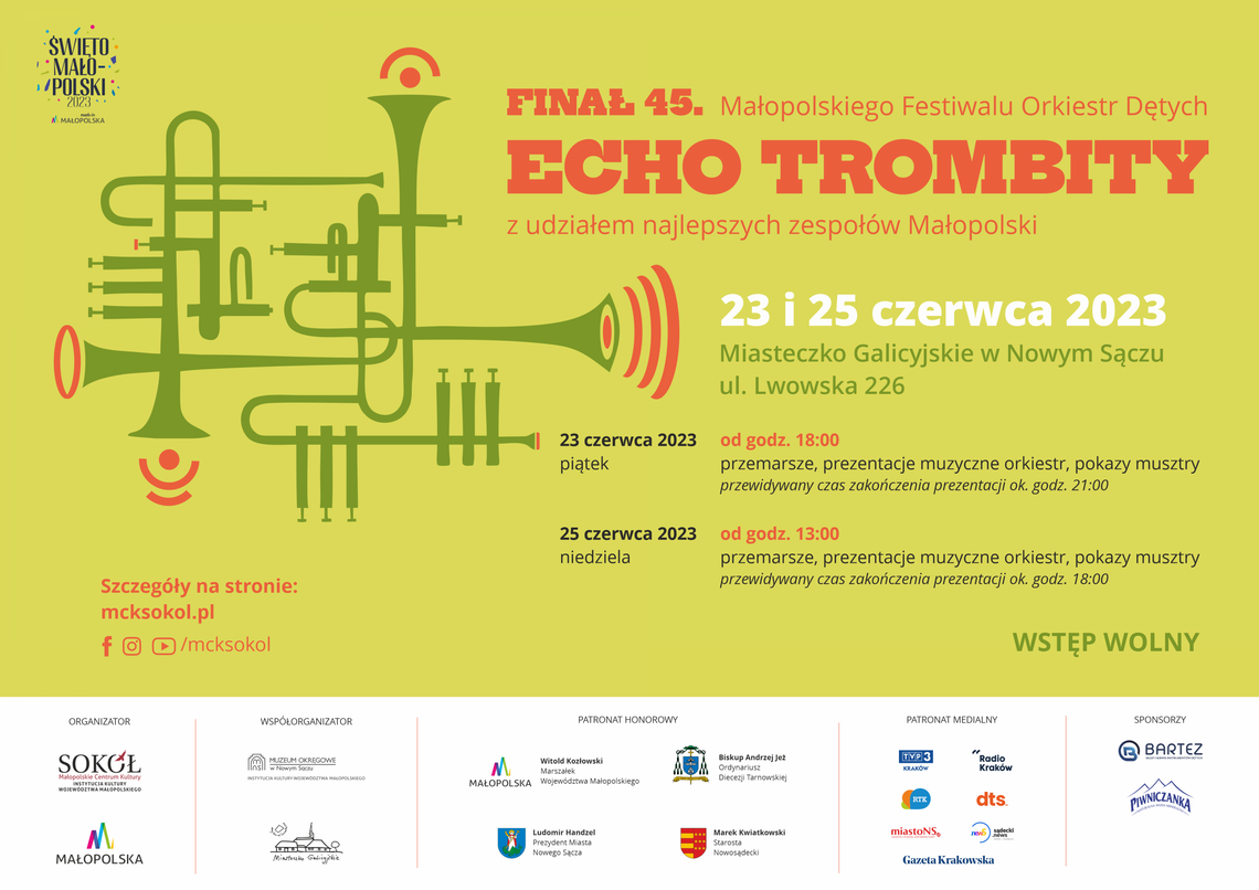 Już wkrótce 45 Małopolski Festiwal Orkiestr Dętych ECHO TROMBITY 2023
