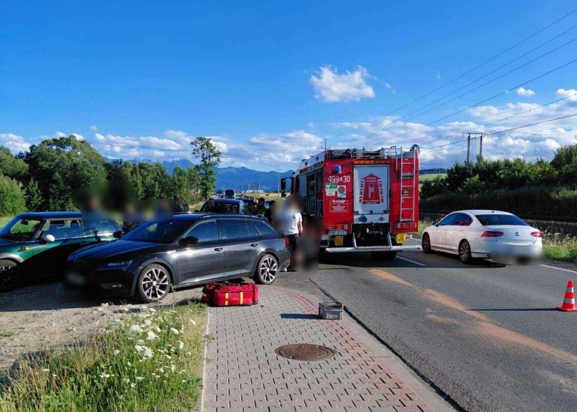 Karambol Zakopianka, wypadek Szaflary, kolizja DK47, Zakopianka utrudnienia, wypadek 22 lipca, Szaflary wypadek, rozbite samochody Zakopianka, Małopolska Alarmowo, utrudnienia w ruchu Zakopianka