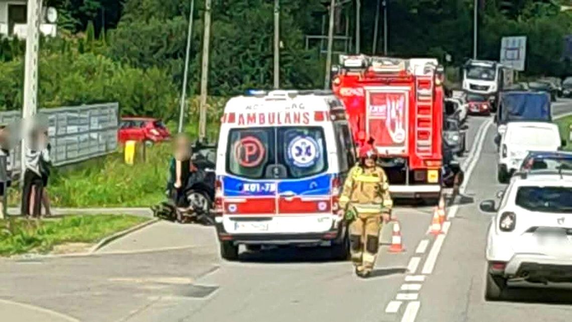 wypadek DK28 Rabka-Zdrój, potrącony rowerzysta Rabka-Zdrój, wypadek rowerzysta samochód DK28, utrudnienia ruch DK28 Rabka-Zdrój, wypadek Rabka-Zdrój 18 lipca