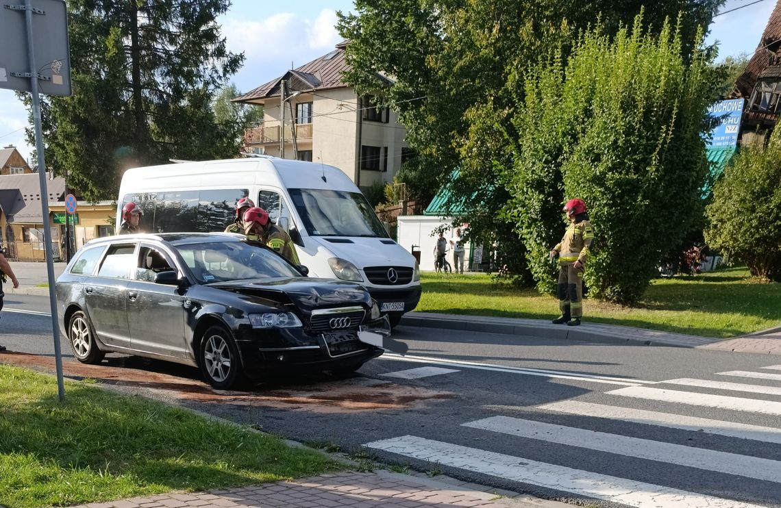 Na zdjęciu miejsce kolizji na ulicy Jana Pawła II w Rabce-Zdroju