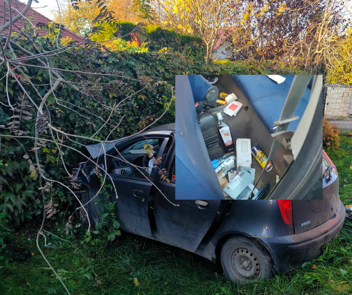 W samochodzie, który rozbił się w Michałowicach znajdowało się pełno alkoholu