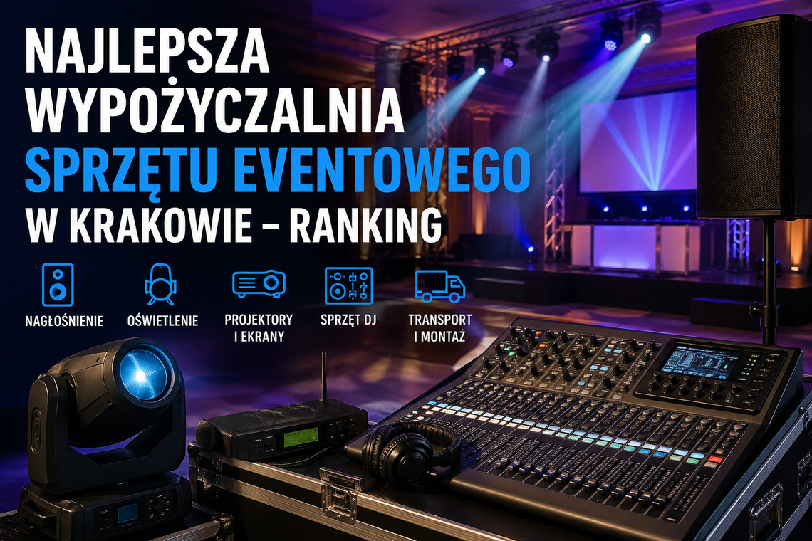 Najlepsza wypożyczalnia sprzętu eventowego w Krakowie: ranking firm od nagłośnienia i oświetlenia Najlepsza wypożyczalnia sprzętu eventowego w Krakowie: ranking firm od nagłośnienia i oświetlenia