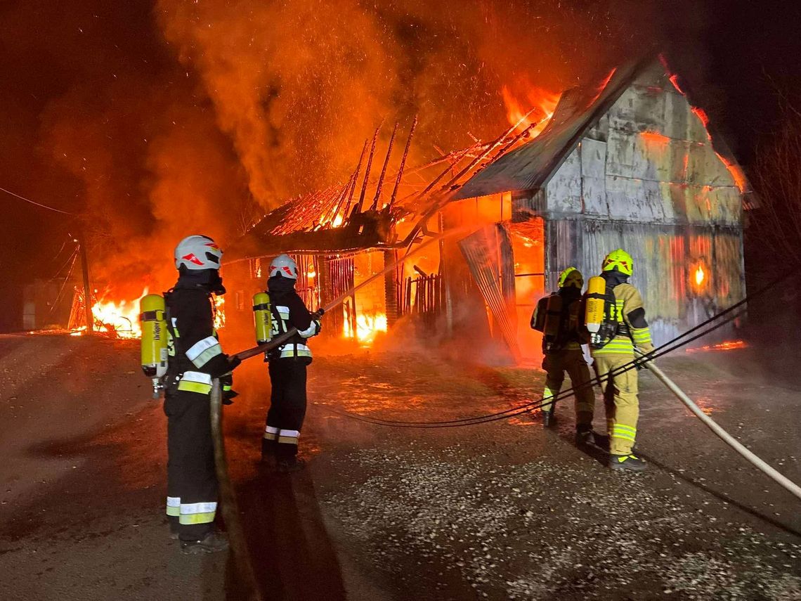 Rączna, powiat krakowski, pożar budynku gospodarczego, akcja gaśnicza, akcja ratunkowa, strażacy, na sygnale