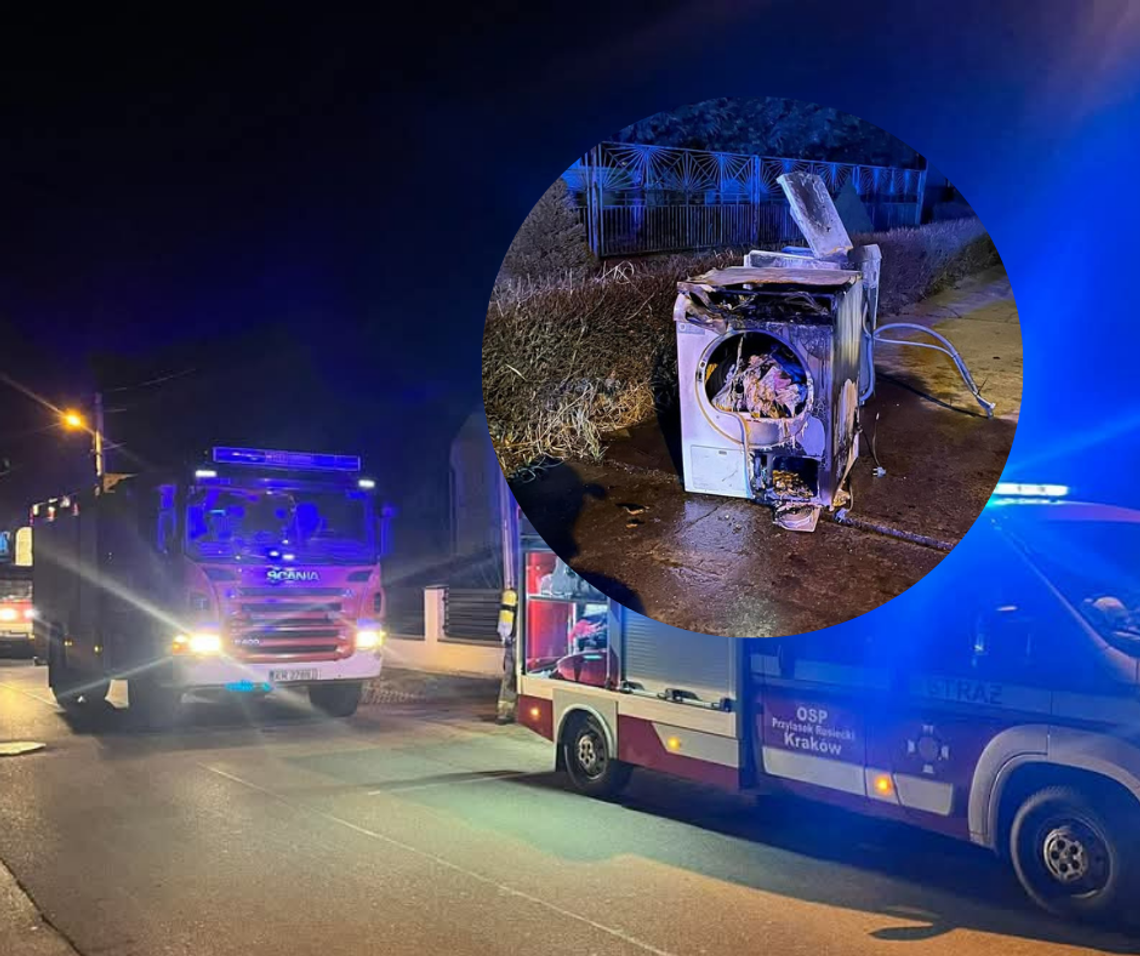 OSP Przylasek Rusiecki, pożar w nowej hucie, Nowa Huta, Kraków, ulica wyciąska w Krakowie, nocny pożar w nowej hucie