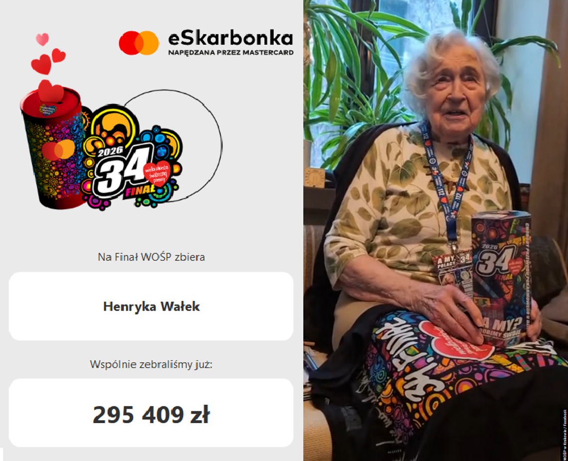 Pani Henryka Wałek – 100-letnia wolontariuszka WOŚP z Krakowa, która poruszyła Polskę