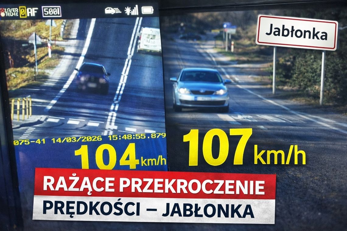 Jabłonka, Podhale, przekroczenie prędkości, policja, piraci drogowi, na sygnale, mandaty, prawo jazdy