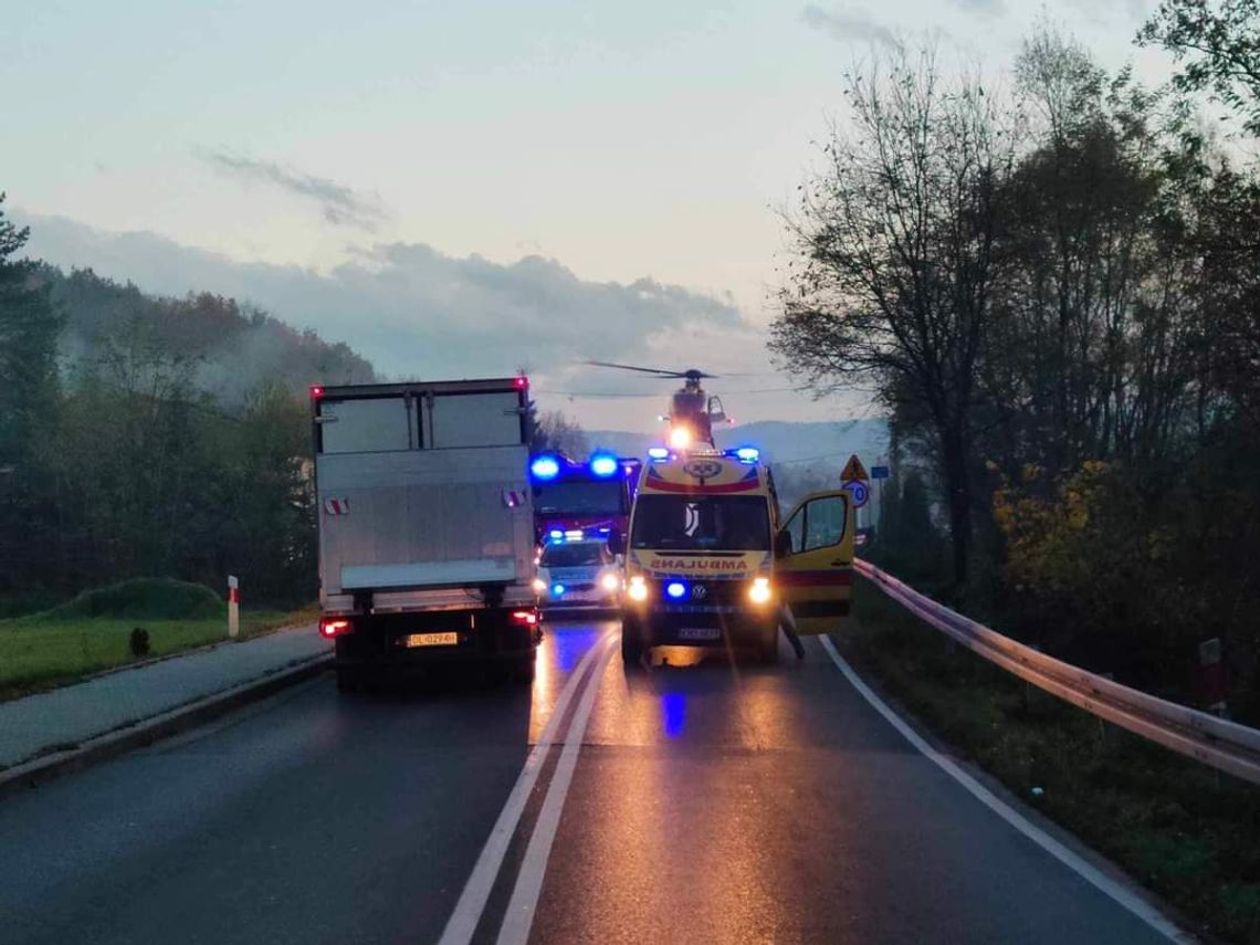 Na miejscu potrącenia rowerzysty w Biertowicach lądował śmigłowiec LPR