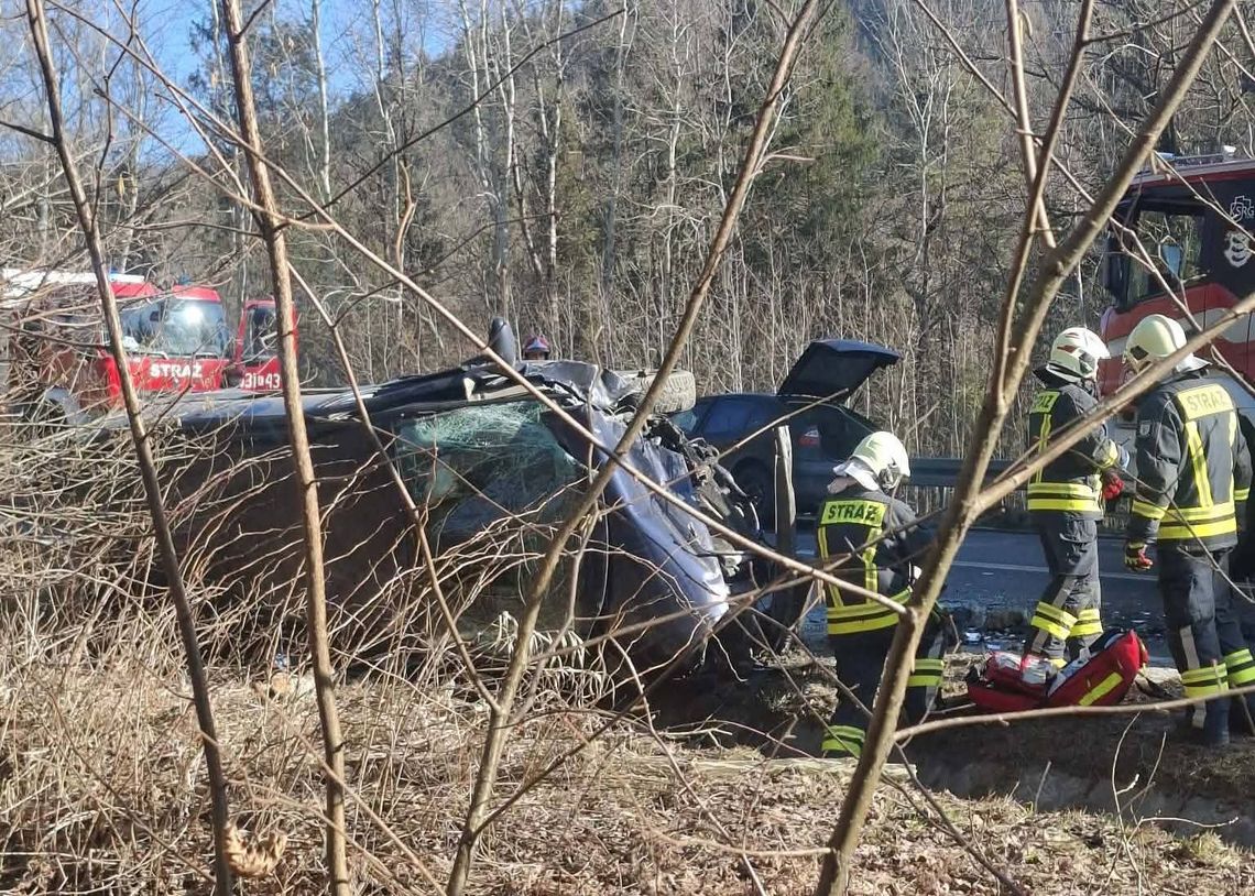 Jordanów, wypadek samochodowy, powiat suski, zderzenie dwóch samochodów w Jordanowie