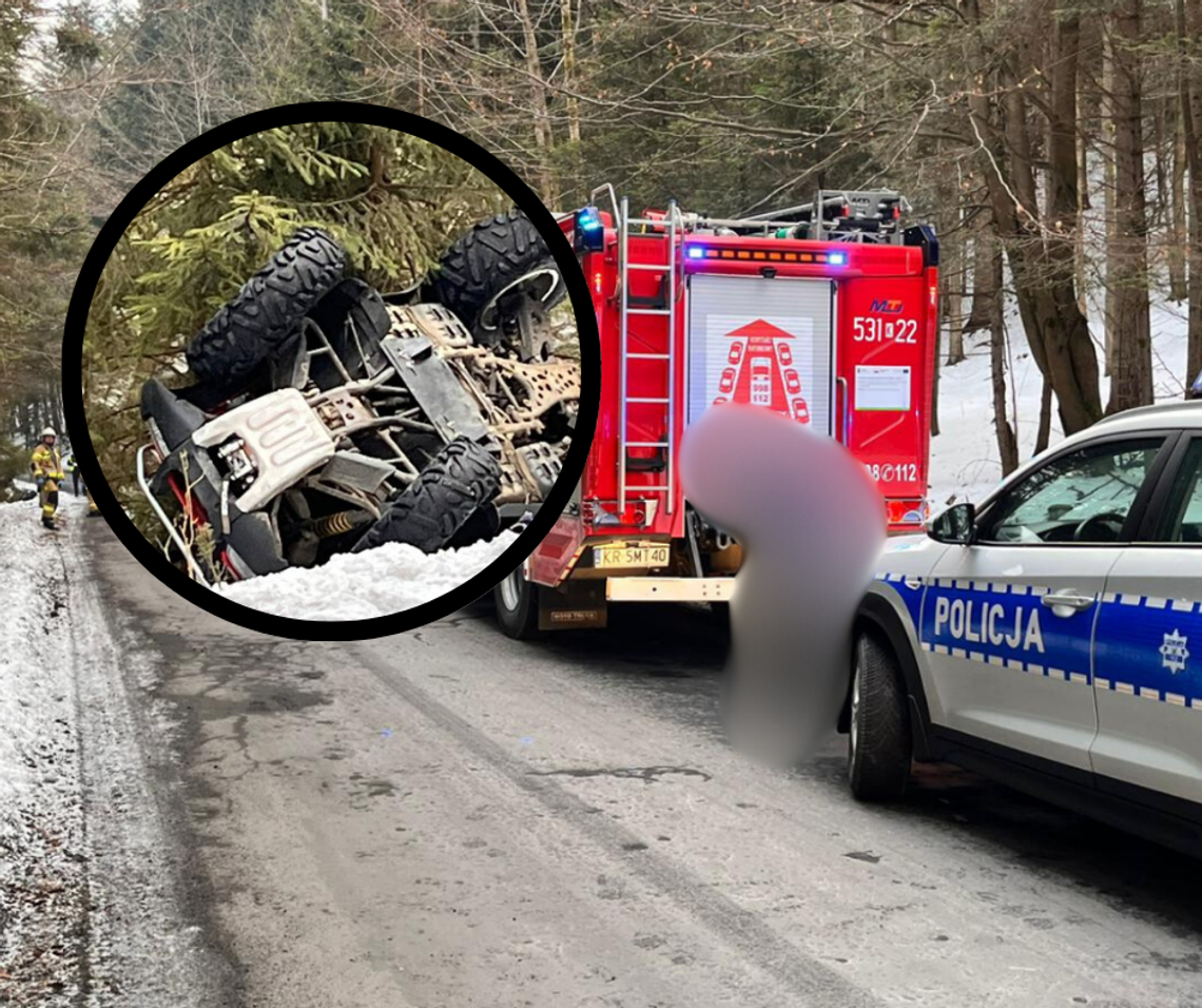 Zawoja, quad, wypadek na quadzie, akcja ratunkowa, powiat suski, akcja ratunkowa w powiecie Suskim, wypadek, śmigłowiec LPR