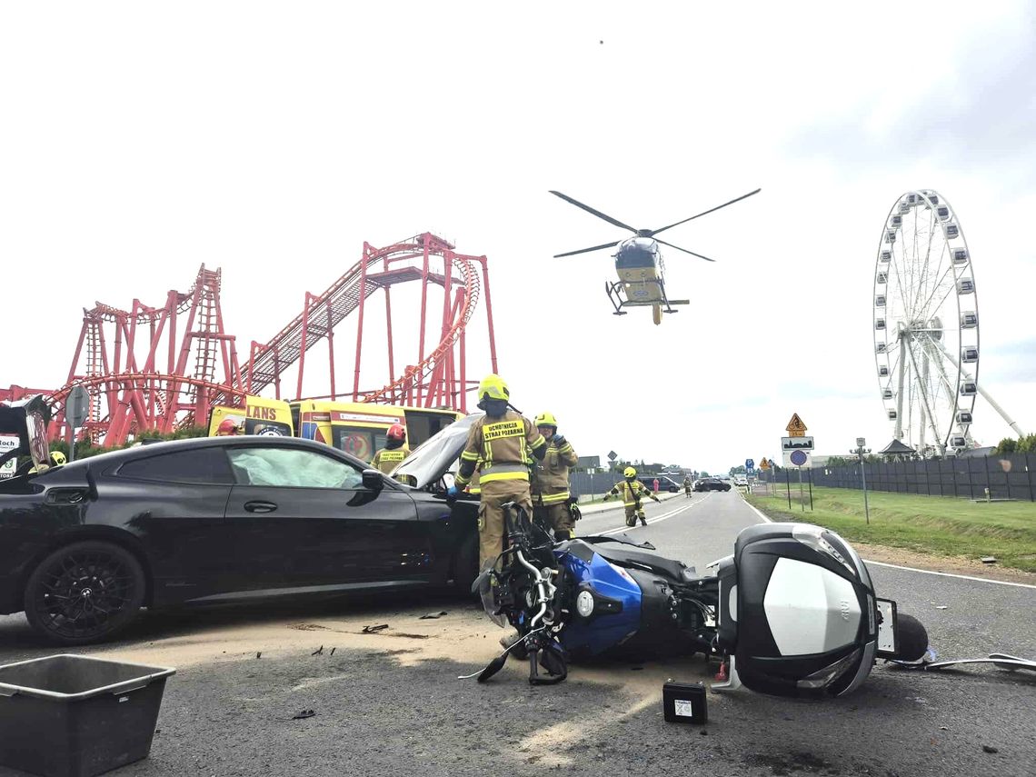 wypadek Zator, wypadek motocyklowy Zator, Zator 27.07.2025, LPR Zator, wypadek Energylandia