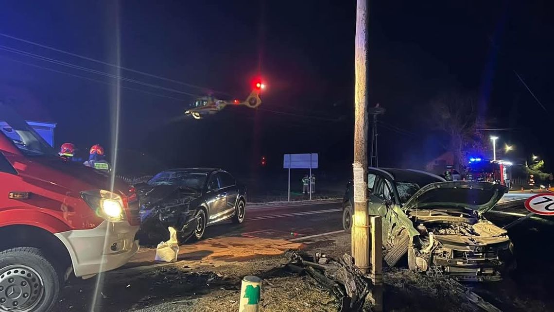 Poważny wypadek w Piotrowicach. dwie osoby ranne, interwencja śmigłowca LPR [FOTO]