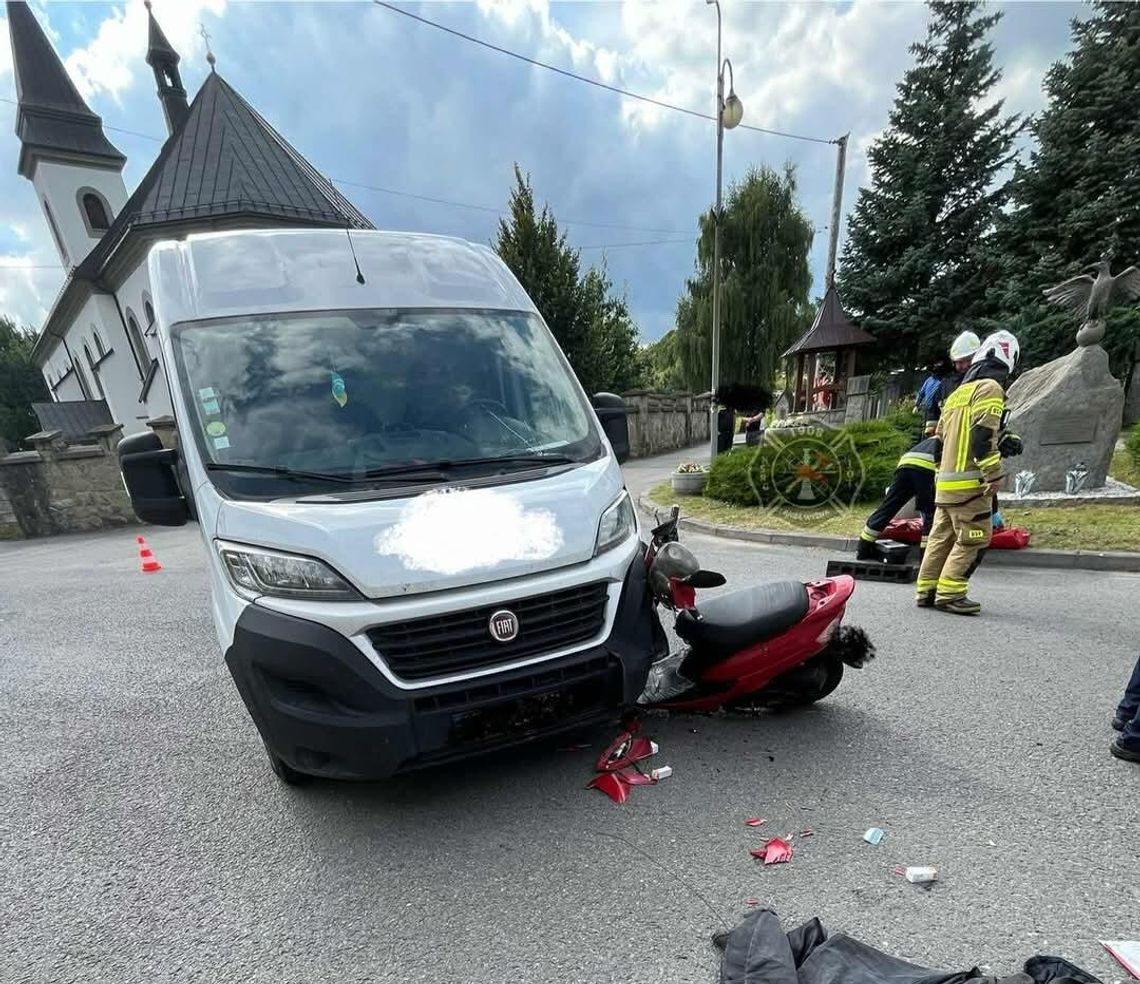 wypadek Raba Wyżna 22 sierpnia 2025, wypadek Raba Wyżna dzisiaj, wypadek skuter dostawczak Raba Wyżna, kolizja Raba Wyżna, Raba Wyżna wypadek