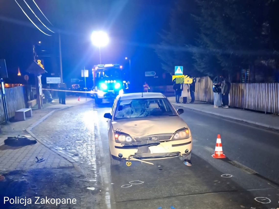 Ząb, powiat tatrzański, Podhale, wypadek drogowy, potrącenie pieszej, piesza w szpitalu, akcja ratunkowa, akcja ratownicza