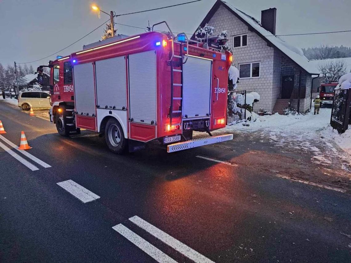 Na zdjęciu służby, które przybyły walczyć z pożarem na ulicy Ojcowskiej w Iwanowicach Włościańskich