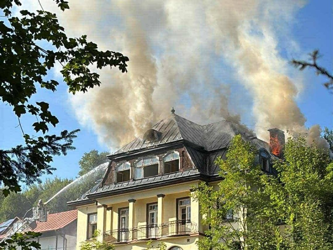 pożar Szczawnica, straż pożarna Szczawnica, pożar na ulicy Kowalczyk, akcja gaśnicza Szczawnica