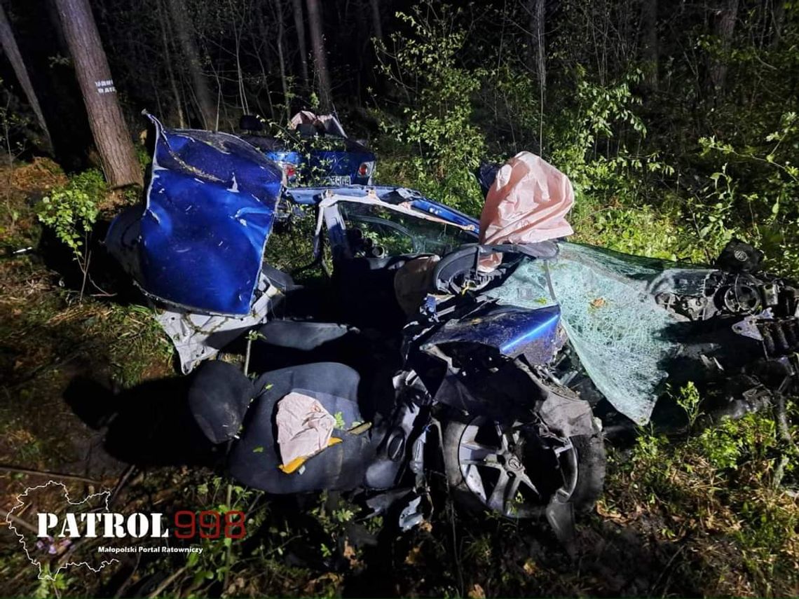 Na zdjęciu wrak pojazdu po wypadku na terenie miejscowości Brodła