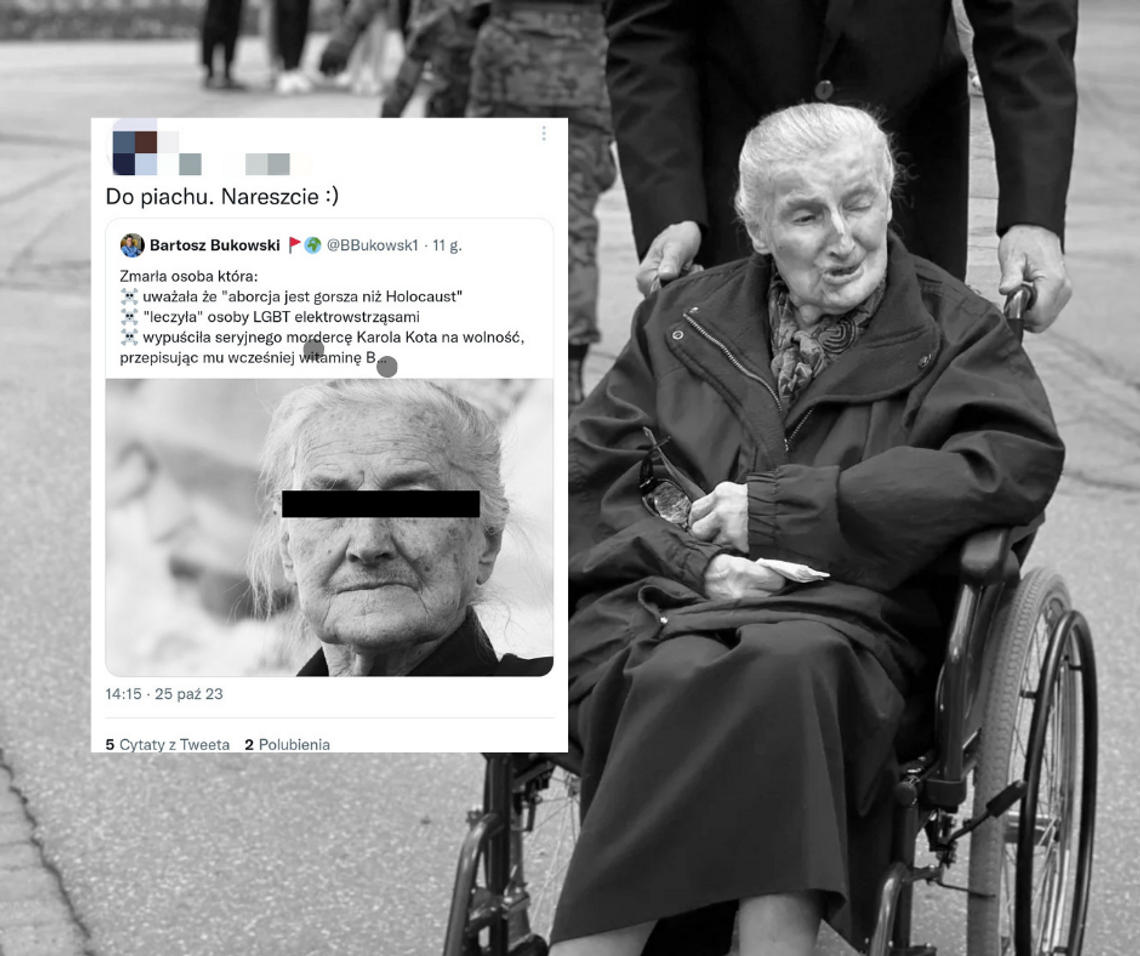 Skandaliczny wpis o zmarłej Wandzie Półtawskiej pojawił się na Twitterze