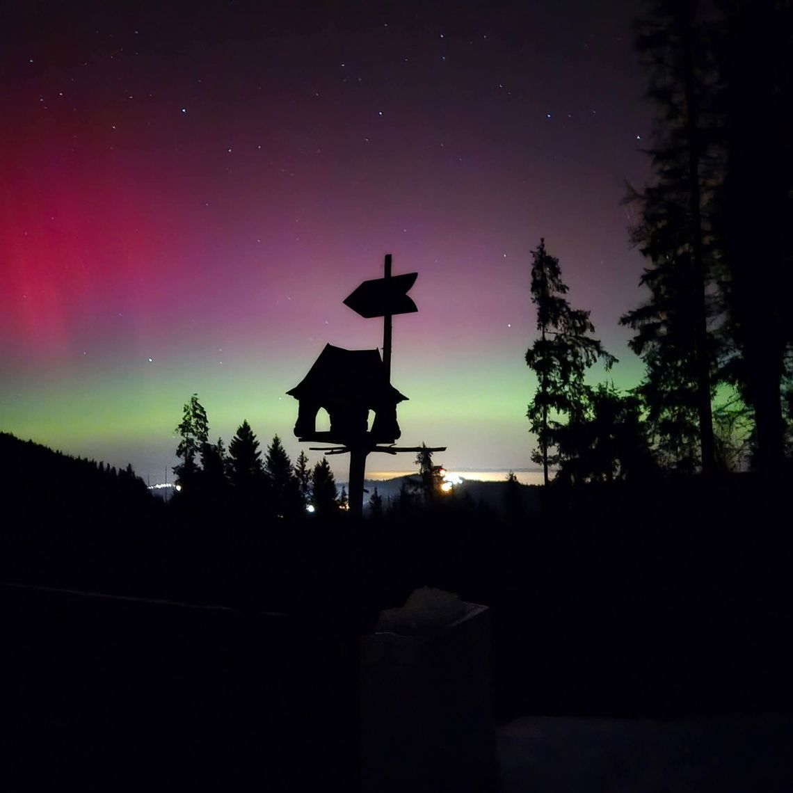 Podhale, wiktorówki, Tenczyn, zorza polarna, zdjęcia zorzy polarnej, powiat suski, Tarnów, zdjęcia