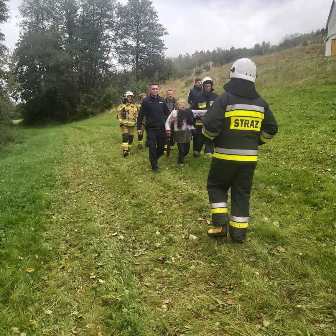 79-latkę odnaleziono w zaroślach przy strumyku