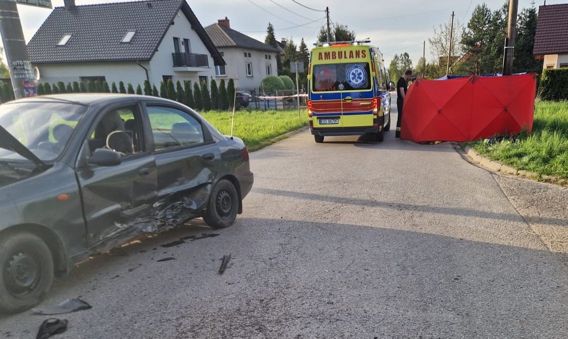 Na zdjęciu miejsce tragicznego wypadku z udziałem motocyklisty w Kętach