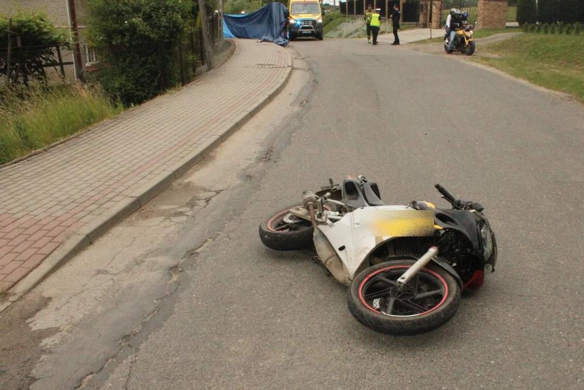 Na zdjęciu miejsce tragicznego wypadku motocyklisty w powiecie tarnowskim