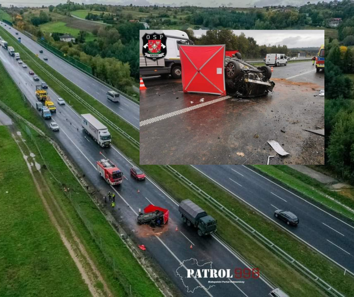 Tragiczny wypadek na A4 w Rudnie i śmierć po dachowaniu pojazdu