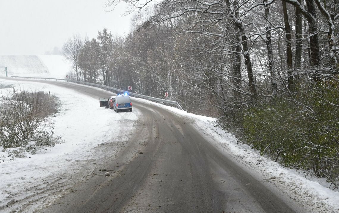 Na zdjęciu jedna z kolizji na terenie miejscowości Polanka Wielka