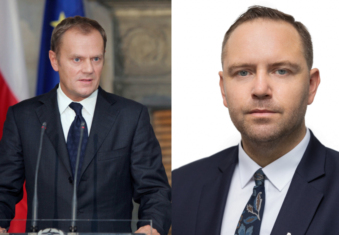 Premier Donald Tusk i kandydat na prezydenta Karol Nawrocki.