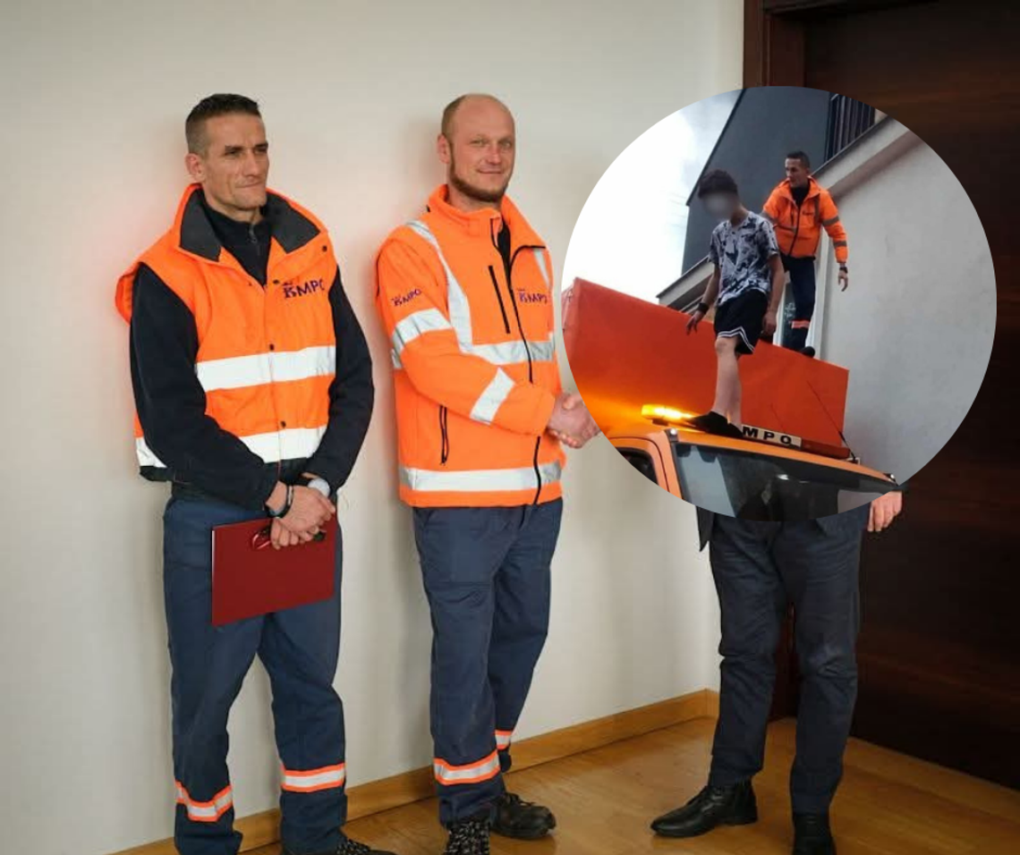 MPO, pracownik MPO uratował dziecko, bohaterski czyn w nowej hucie, Nowa Huta, Kraków, pracownicy MPO nagrodzeni