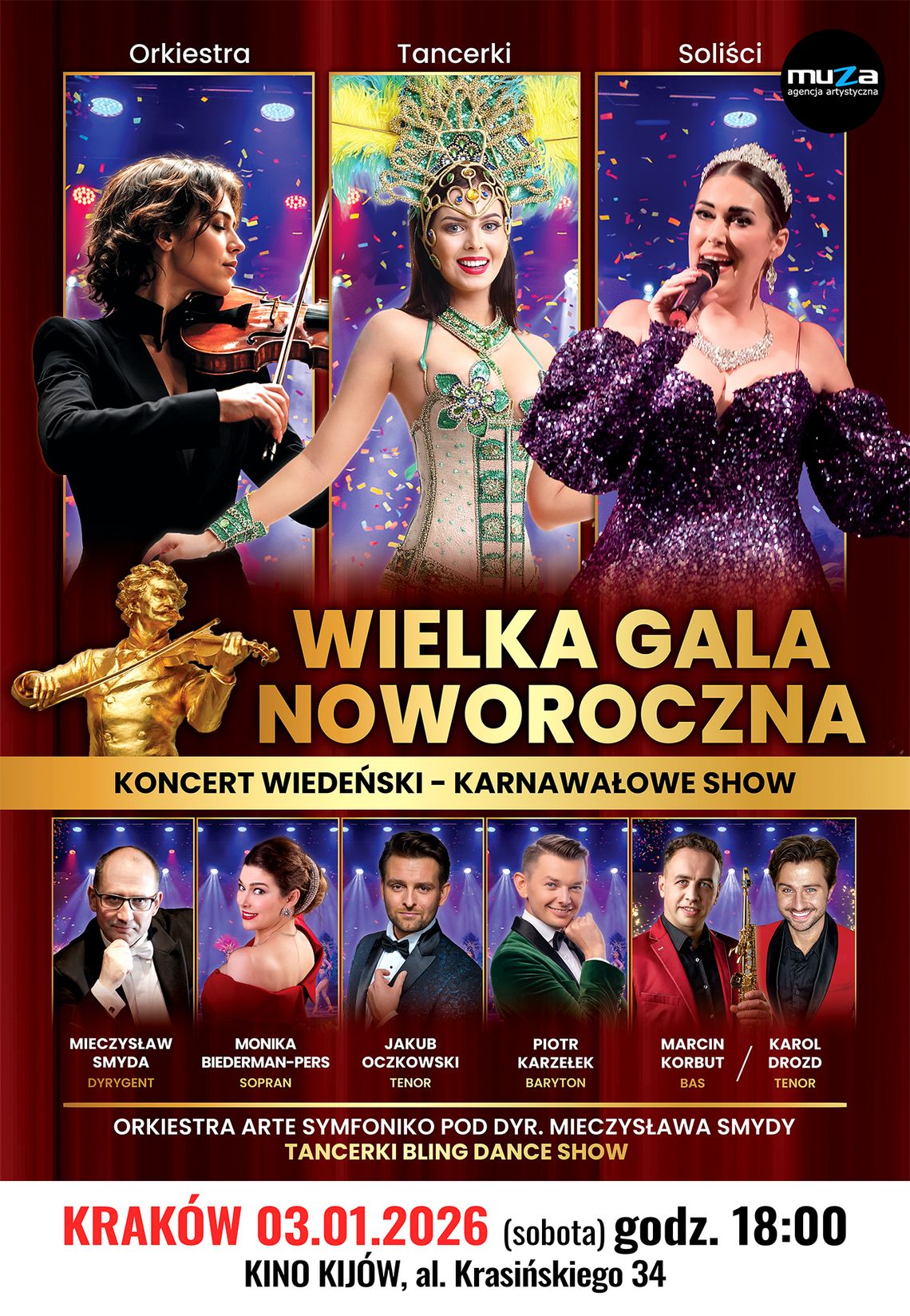 „Wielka Gala Noworoczna”. Koncert Wiedeński - Karnawałowe Show już 3 stycznia w Krakowie.
