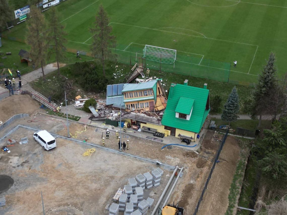 Maniowy, wybuch gazu w maniowach, Lubań Maniowy, wybuch na stadionie, wybuch gazu w budynku klubowym, gmina Czorsztyn