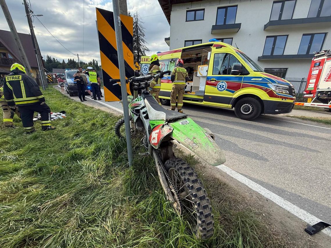 wypadek Biały Dunajec, wypadek motocyklisty, wypadek cross, Biały Dunajec wypadek, ul. Jana Pawła II wypadek