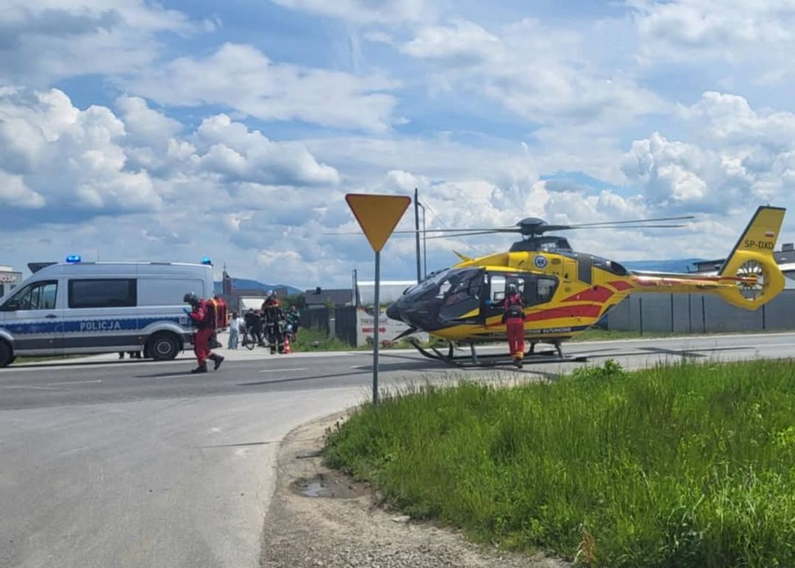 wypadek Niskowa Podrzecze, potrącenie rowerzysty ciężarówka Niskowa, rowerzysta stan krytyczny Niskowa, LPR Niskowa Podrzecze, wypadek ciężarówki rowerzysta Nowy Sącz