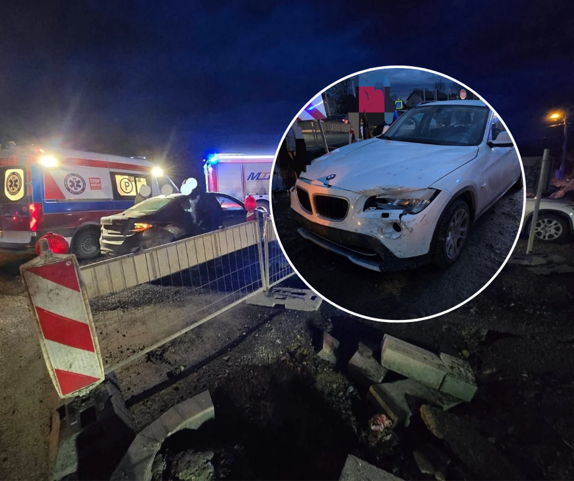 Olkusz, ulica Słowackiego, zderzenie na ulicy Słowackiego w Olkuszu, powiat olkuski, na sygnale, wypadek drogowy