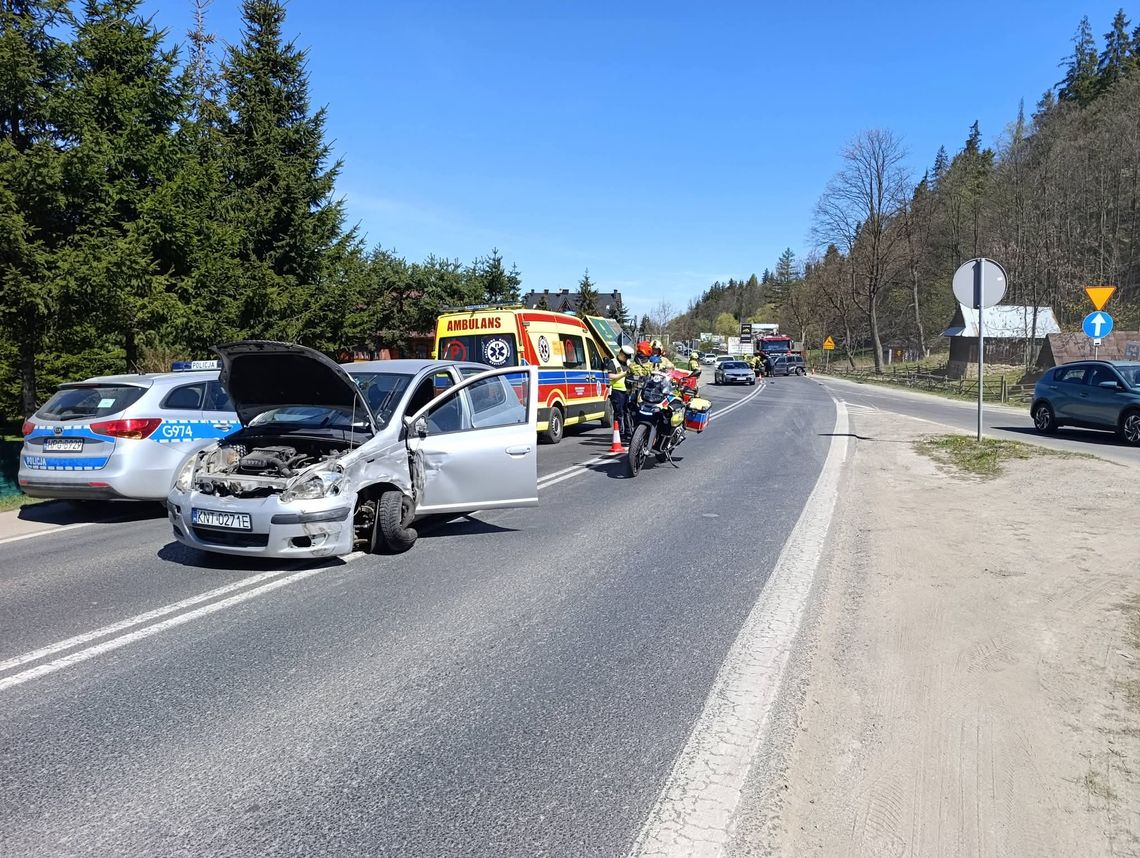 Zakopianka, biały Dunajec, wypadek drogowy, jedna osoba ranna, wypadek na Zakopiance, na sygnale