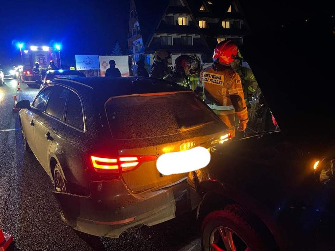 Na zdjęciu miejsce wypadku w miejscowości Biały Dunajec, na popularnej Zakopiance