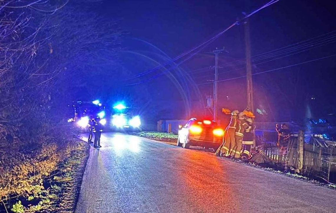 Wypadek w miejscowości Piaski-Drużków. Kierowca wjechał w słup [FOTO]