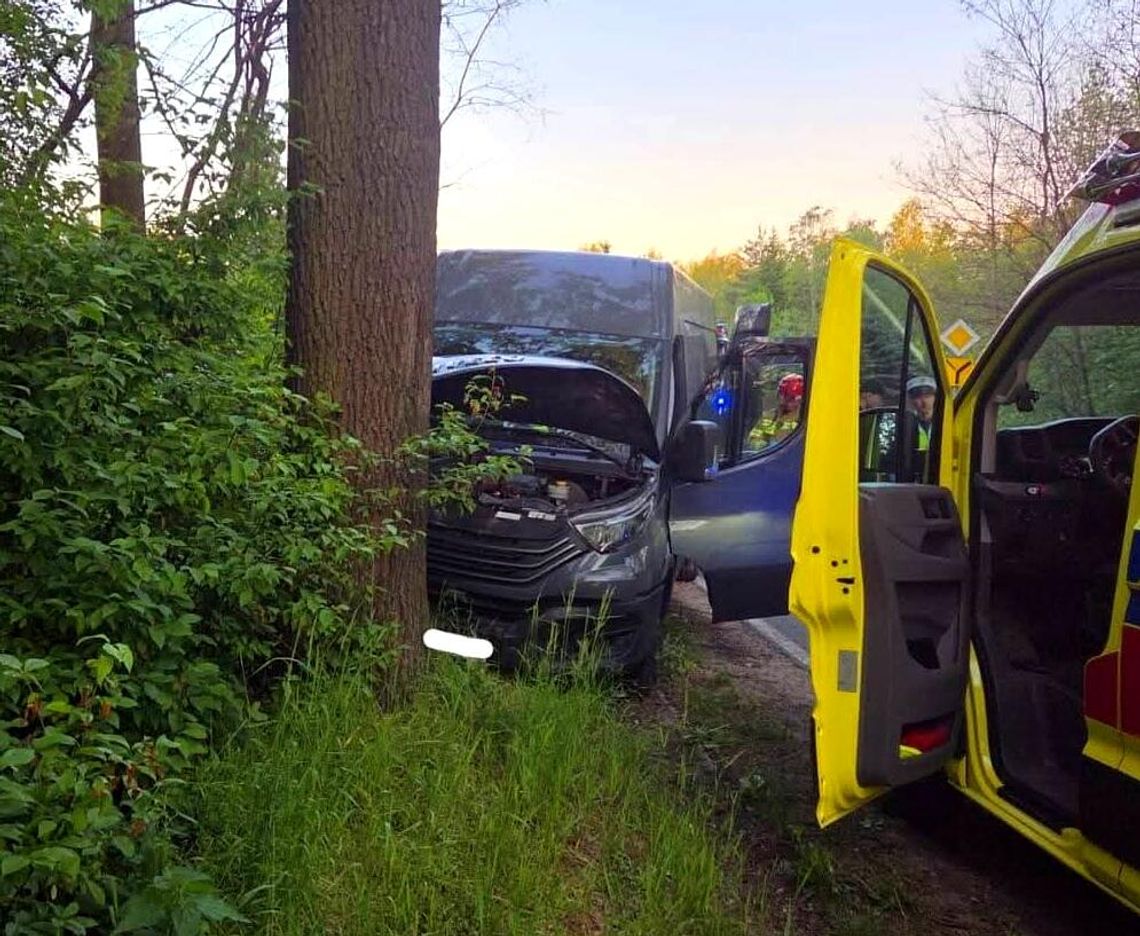 Powiat brzeski, uważnie wypadek, samochód dostawczy uderzył w drzewo, poważny wypadek w przyborowie, Przyborów, na sygnale