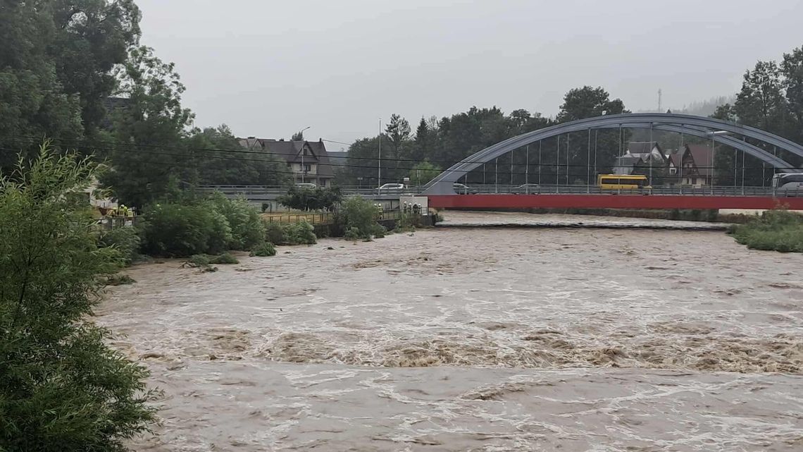 Witów, Biały Dunajec, Leśnica, Poronin, Kościelisko, stan alarmowy, ulewne deszcze, powiat tatrzański