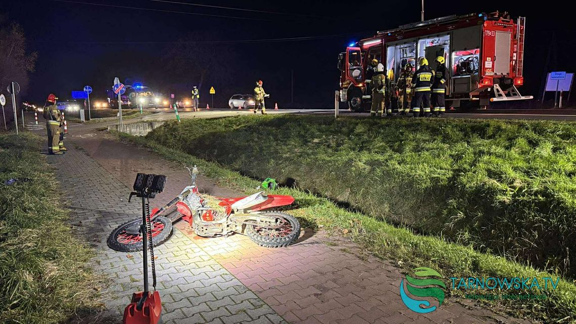 Podgórska Wola, powiat Tarnowski, gmina Skrzyszów, wypadek motocyklisty, akcja ratunkowa, akcja ratownicza