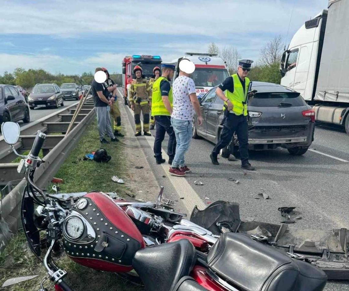 Na zdjęciu miejsce wypadku na autostradzie A4